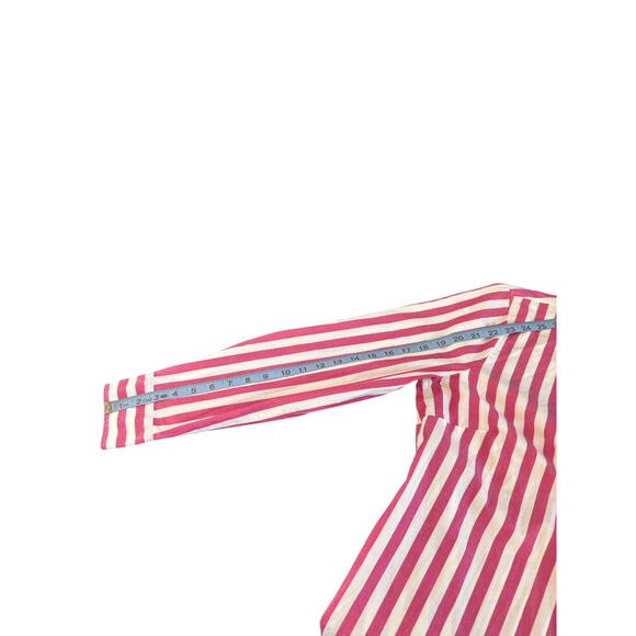 J.Crew Button Down Shirt Pink Striped Lightweight Cotton Blend Blouse Medium - Picture 11 of 12